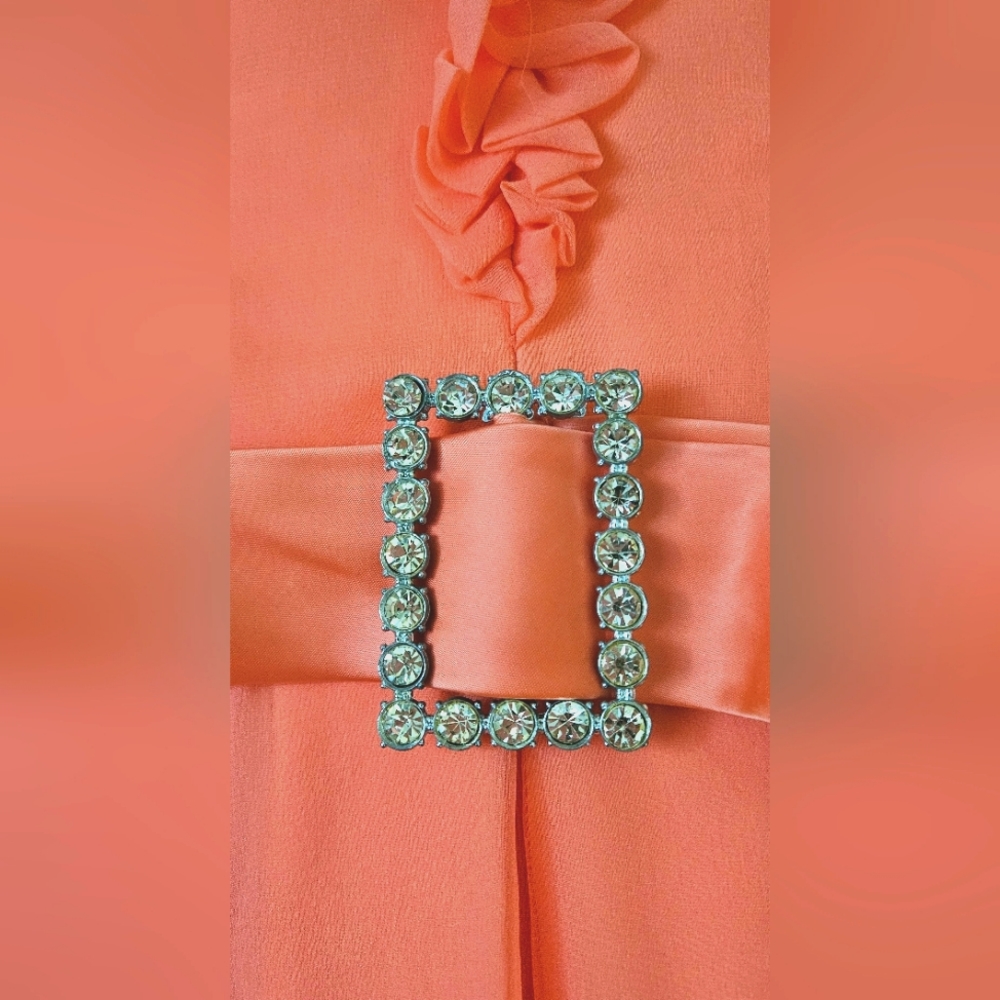 1960s Salmon Pink Chiffon Cocktail Dress - Picture 5 of 11